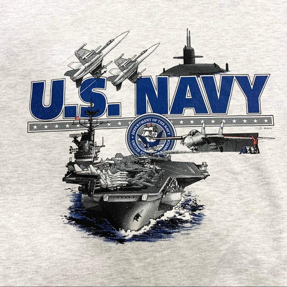 VINTAGE US NAVY 90s GRAY SWEATSHIRT LARGE - Picture 5 of 6